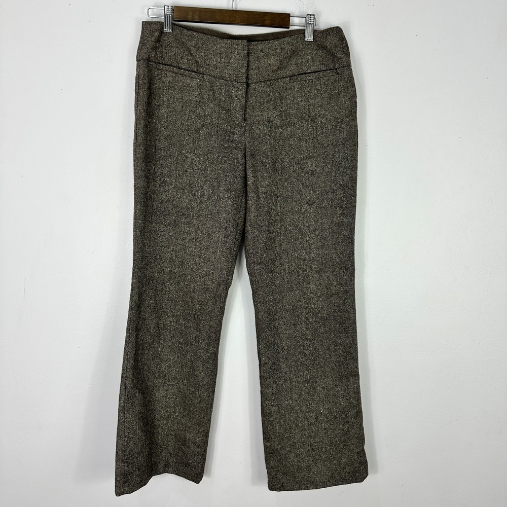 Dalia Collection Petite 8P Brown Wool Blend Tweed Pants Preppy Academia Career